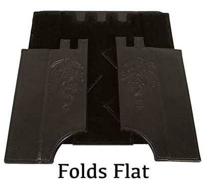 Forged Dice Co. Draco Castle Foldable Dice Tray and Dice Tower - Foldable DND Dice Tray and Dice Rolling Tray Tower - Perfect for Dungeons and Dragons RPG and Tabletop Gaming - color: Black