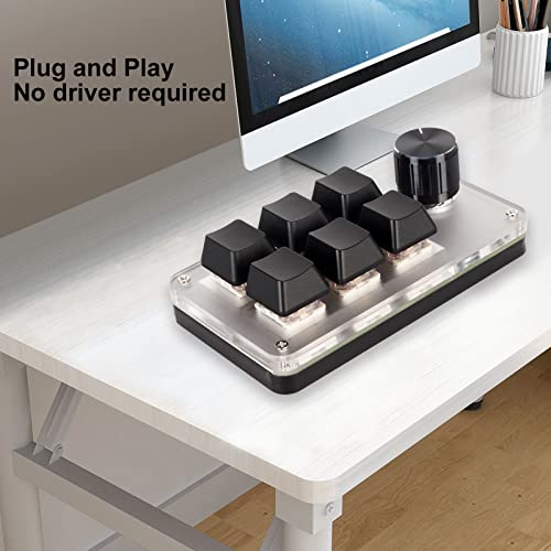 OSU Gaming Keyboard, Programming Mechanical Keyboard Red Switch One Handed Macro Keypad Shortcut Custom Function for Office DIY Gaming for Windows/Vista/Linux/macOS (6 Keys 1 Knob) - size: 6 Keys with 1 Knob
