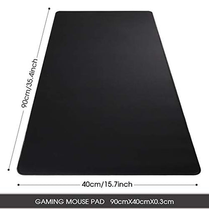 Gaming Mouse Mat/Mouse Pad 35.4x15.7x0.12Inch | XXL Mouse pad | Table mat/Large Size | Improved Precision and Speed | Rubber Base for Stable Grip on Smooth Surfaces Non-Slip (90x40 Black004) - color: 90x40 Black004