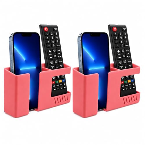 D3 Wall Mount Phone Holder, Punch-Free Wall-Mounted Mobile Phones Charging to Stand, Sticky Remote Control Storage Box Bedside Lazy Mobile Phone Rack, Multipurpose Storage Box (2 Pack-R) - color: 2 Pack-R
