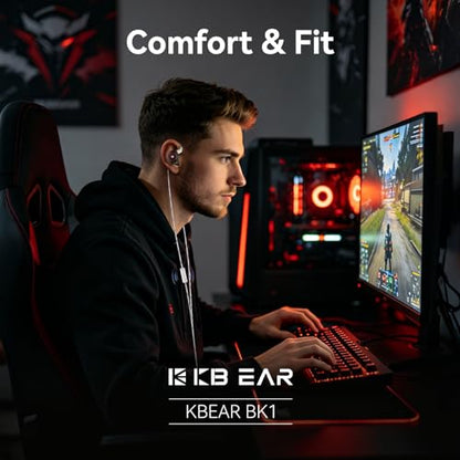 2026 Latest erabuds,KBEAR BK1 Wired Gaming Earbuds,10mm Single DD in Ear Monitor,HiFi Headset Wired Earbuds IEM Earphones with Detachable Cable for Gaming/Music/Video (White, 3.5 with mic) - color: F