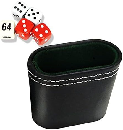 1Pcs Leather Dice Cup PU Leather Dice Shaker Cup Without Dice Quiet Shaking Portable Dice Cup for Backgammon Bar Party KTV Poker Liars Dice Party Games, Black