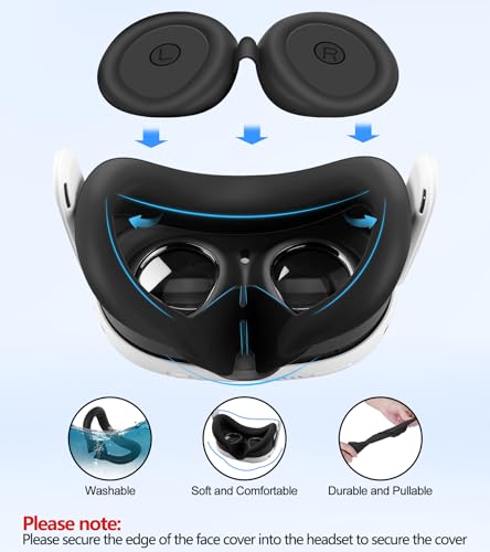 Silicone Cover Set Compatible with Meta Oculus/Quest 3, VR Accessories Protective Cover Includes Controller Grips, Front Shell Headset Cover and Face Cover, Not Fit Quest 3S (Black) - color: Black