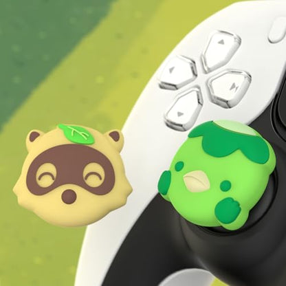 PlayVital Cute Thumb Grip Caps for Nintendo Switch 2 Pro, Switch Pro Controller, Silicone Joystick Caps Cover for ps5, Edge, ps4, Xbox Series X/S, Xbox One, Elite Series 2 Controller - Tanuki & Kappa - color: Tanuki & Kappa