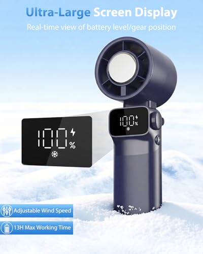Ouddy Mode Hand Held Fan Rechargeable, Ice Cooling Travel Portable Fan, Up to 13Hrs Foldable Pocket Handheld Turbo Fans for Travel, Camping, Hiking, Beach, Office, Outdoor - color: Blue
