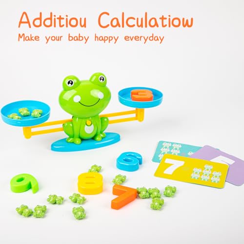 Frog Balance Counting Toys, Cool Math Learning Games for Boys and Girls, Educational Number Preschool Toy, Fun Children's Gift STEM Math Games for Kids Age 3+ (63 PCS) - style: Frog
