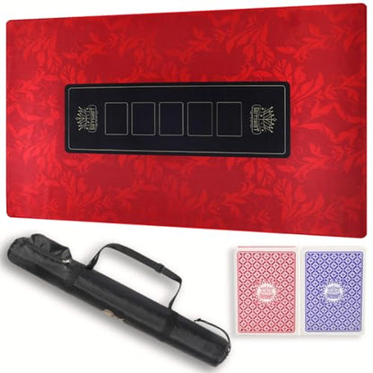 GUTSHOT Foldable Casino Quality Poker Mat | Water Resistant Poker Table Cloth, Soft Multi-Spandex | Waterproof, Noise-Free Gameplay | Includes Carrying Bag and 2 Gift Poker Card Packs - color: Red 47 X 27 Inch