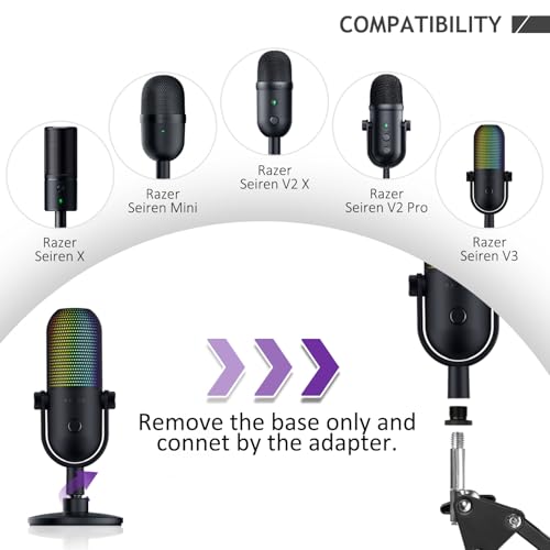 Adjustable Seiren Mic Boom Arm, Mic Stand Compatible with Razer Seiren X Mini V2 V3 USB Streaming Microphone for Recording, Gaming, Podcast
