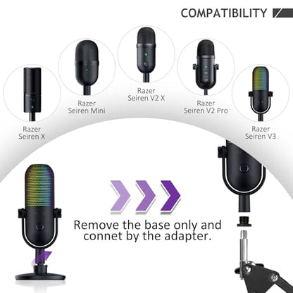 Adjustable Seiren Mic Boom Arm, Mic Stand Compatible with Razer Seiren X Mini V2 V3 USB Streaming Microphone for Recording, Gaming, Podcast