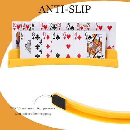 2 Packs of Double-Layer Card Holders，Playing Card Holder for Kids Adults Hands Free Card Holder for Family Card Game Nights Poker Parties - color: Yellow(2pack)
