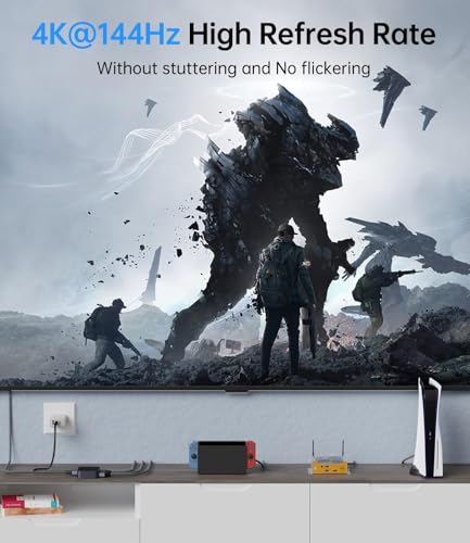 HDMI Switch 3 in 1 Out 8k@60HZ/ 4k@144HZ, HDMI Splitter UHD HDR 3D Compatible with PS5/Switch/Xbox/Steam Deck/PC/Streaming/HDTV/Monitor/Projector