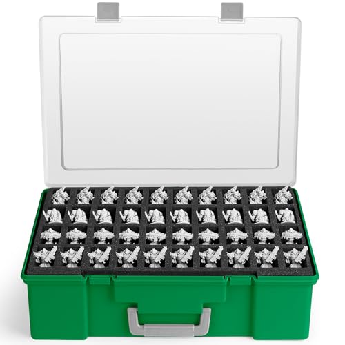 Miniature Storage Carrying Figure Case - 120 Slot Figurine Minature Carrying Case with 3 Foam Layer for Miniatures Compatible with 40k, DND & More (green1) - color: Green1