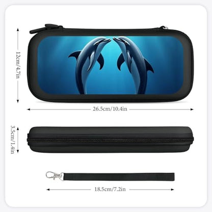 Protective Carrying Case Compatible with Switch, Travel Game Console Holder Bag with 15 Game Cartridges, Ocean Sea Animal Lover Dolphin Hard Shell Pouch - color: Color(99)