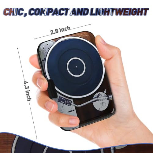 Credit Card Holder, Mini RFID Small Aluminum Card Wallet Business Card Case | Blocking Slim Metal RFID Blocking Front Pocket Wallet Hard Case Durable CC Holder for Women Men, Retro Music Player - color: Retro Music Player