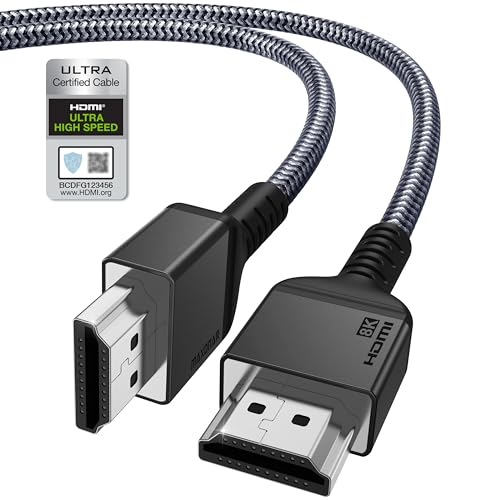 Maxonar 8K HDMI Cables PS5 3FT/1M (Certified) Ultra High Speed HDMI® Cable 8K60 4K120 2K144Hz eARC HDCP 2.2&2.3 Compatible with PlayStation 5, Xbox Series X, Blu-ray, Roku TV, Fire TV - color: Silver, size: 3 ft