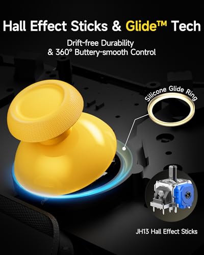EasySMX S10 Lite Switch 2 Controller, Wireless Controller with One-Key Wake-Up, C Button, Turbo, 9-Axis Motion, Hall Effect Joysticks, 2 Back Buttons, HD Rumble, for Switch 2/Switch/PC/iOS/Android - color: black and yellow color-block