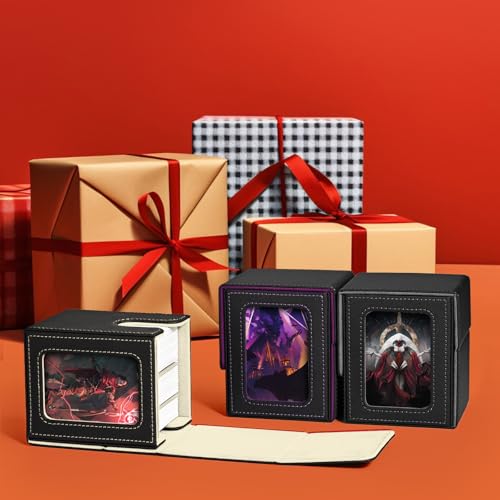 UAONO Card Deck Box for MTG Commander, Fits 100 Double-Sleeved Cards | Independent Commander Display, Magnetic Deck Case for Magic the Gathering TCG, 2 Dividers & 1 Top Loader (Black/Gold) - color: A-Black&Gold