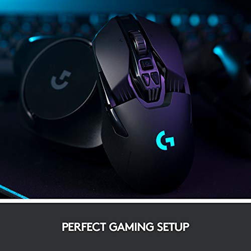 Logitech G903 Lightspeed Wireless Gaming Mouse - Black | 140+ Hour Rechargeable Battery, LIGHTSYNC RGB, Powerplay Compatible, Ambidextrous Design, 107G+10G Optional Weight