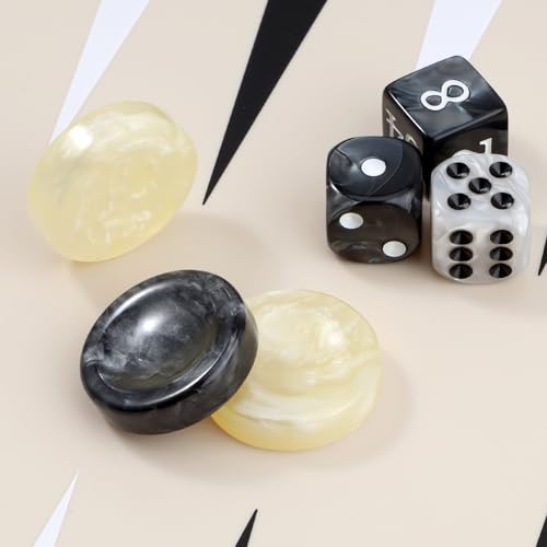 40cm Backgammon Set, Premium Silicone Backgammon Travel Classic Board Games for 2 Players, Foldable Portable Game Set with Carrying Storage Bag (Khaki) - color: Khaki