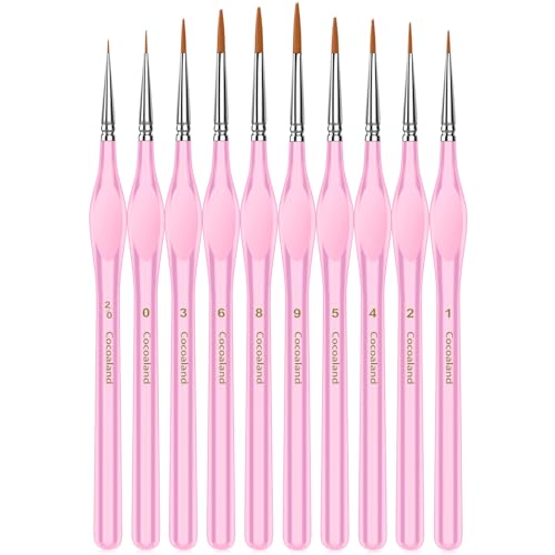Miniature Paint Brushes,10Pcs Round Pointed Tip Paintbrushes, Micro Detail Paint Brush Set, Triangular Grip Handles Art Brushes Perfect for Acrylic, Watercolor, Oil, Craft (Blush) - color: Blush, size: 10