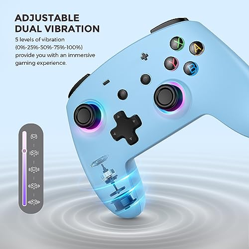 ECHTPower Switch 2 Pro Controller with Hall Effect Joysticks, One-Key Wake-Up for Switch 2, Wireless Controller for Switch 2/Switch/Lite/OLED, Turbo Button, 4 Back Buttons, RGB Lighting, 3.5mm Jack, Dual Vibration, 6-Axis Gyro - color: Blue