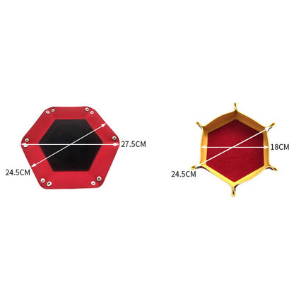 Bescon Hexagon Folding PU Leather and Velvet Dice Tray, Portable Dice Holder for DND, RPG, MTG Dice Gaming D&D and Other Table Games, Purple&Rose - color: Purple&rose