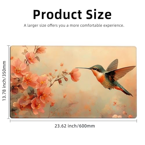 for MTG Playmat TCG Card Game Mat with Stitched Edges,Board Game Mats Non-Slip Waterproof Rubber Base 24 x 14 inch for CCG RPG DTCG Trading Card,Hummingbird Flower - color: Hummingbird Flower
