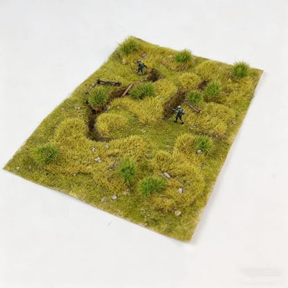 Static Grass Tufts Mat – 8 Peel-and-Play Pre-Cut Patches, Self-Adhesive Turf in Mixed Irregular Shapes for Diorama, Model Railway & Wargaming Terrain (1 Sheet) (Autumn Green) - color: Autumn Green