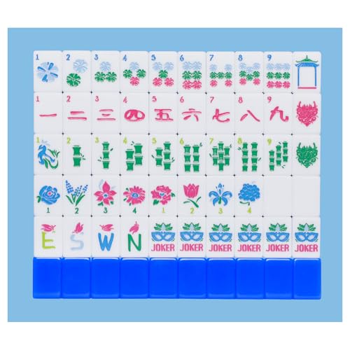 Jongyance American Mahjong Tile Set(Blue) with Carrying Bag and Accessories, 160 Acrylic Engraved Mahjong Tiles - color: Blue