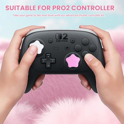 NANANINO PS5 Thumb Grips, Switch Pro, PS4, Xbox Controllers, 4-Pack, Clear | PS5 thumb grips with sweat-resistant silicone for Switch 2, Switch Pro, PS4 and Xbox controllers, ergonomic 4-pack - color: Clear