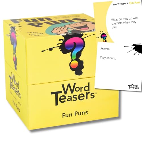 ? WORD TEASERS Fun Puns - Fun & Funny Joke Cards for Kids & Adults - A Pun Card Game Full of Cheesy Jokes - Word Riddle Pun Game - 150 Joke Cards for Adults & Kids - style: Fun Puns