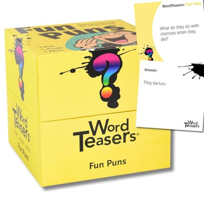 ? WORD TEASERS Fun Puns - Fun & Funny Joke Cards for Kids & Adults - A Pun Card Game Full of Cheesy Jokes - Word Riddle Pun Game - 150 Joke Cards for Adults & Kids - style: Fun Puns