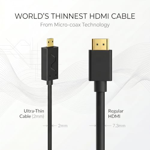 Extreme Slim 2.6' HDMI Cable - World's Thinnest and Most Flexible HDMI Cable. (2.6 Ft / 0.8m) High-Speed Supports Full 1080P, 4K, UltraHD, 3D, Ethernet, and Audio Return Channel