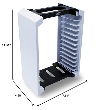 ADZ Game Storage Tower – Universal Games Storage Tower – Stores 12 Game or Blu-Ray Disks – Game Tower Rack for PS4, PS5, Xbox One, Xbox Series X/S, Switch Games and Blu-Ray Cases