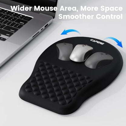 Ergonomic Mouse Pad with Slope Wrist Support & Massage Bulge,Memory Foam Wrist Rest Mousepad for Pain Relief,Non-Slip PU Base for Office & Home,12.3x8.2 Inches,Black