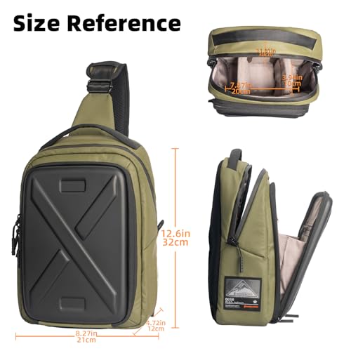 Camera Hardshell Case Crossbody Camera Sling Bag Small Waterproof Photography Bag for Mirrorless and DSLR Cameras - color: Green