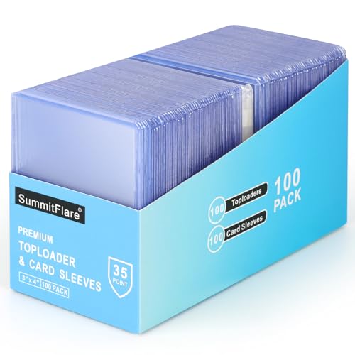 200 Pack Card Sleeves & Top Loaders, Protects 100 Standard Cards, 3"x4" Hard Plastic Card Protectors, Premium Rigid Holder for Trading Sports Football Game Cards (100 Rigid + 100 Clear) - size: 100 Top Loaders + 100 Card Sleeves
