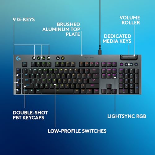 Logitech G915 X Wired Mechanical Gaming Keyboard, Double-Shot PBT Keycaps, Fully Programmable Keys, RGB Backlit Mac/PC Gaming Keyboards, Aluminum Finish, GL Tactile Switches, Black (Renewed) - style: Wired