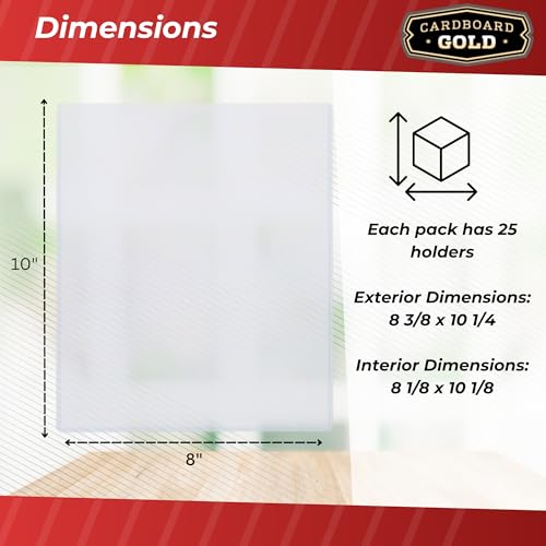 Cardboard Gold 8x10 Top Loaders - Rigid PVC Photo Sleeves - 25-Pack | Crystal Clear Hard Plastic, No Plasticizers, Print & Photo Protectors, Document Holder, Protective Storage - size: 25 Toploaders