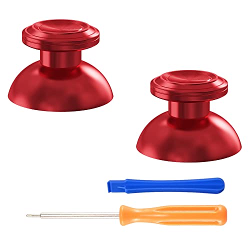 eXtremeRate Custom Red Metal Thumbsticks for PS5 Controller, Replacement Aluminum Analog Stick Joystick for PS4 Controller - color: Red