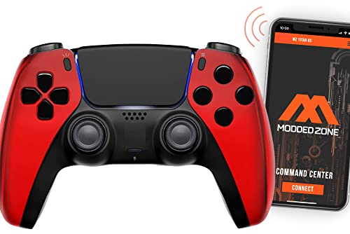 MODDEDZONE Custom Rapid Fire, Anti Recoil, Macros MODDED Wireless Controller for PS5 & PC - Unique Smart Mods for ps5 controller controlled by the APP. Best for FPS Games. Enhanced Gaming Experience (Chrome Red) - color: Chrome Red