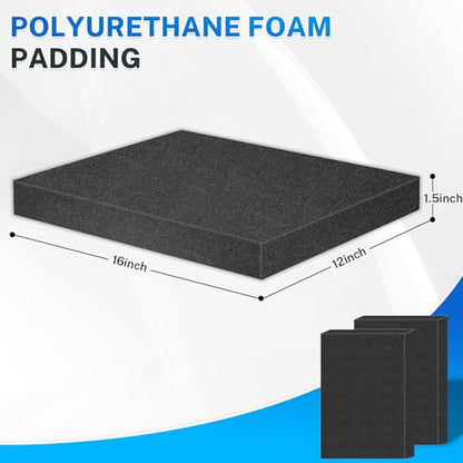 Polyurethane Foam Padding, 2 PCS 16 x 12 x 1.5 Inch Black Soft Cuttable Packing Foam Inserts for Cases, Furniture, Automotive and Packaging - color: Black, size: 16x12x1.5 2P