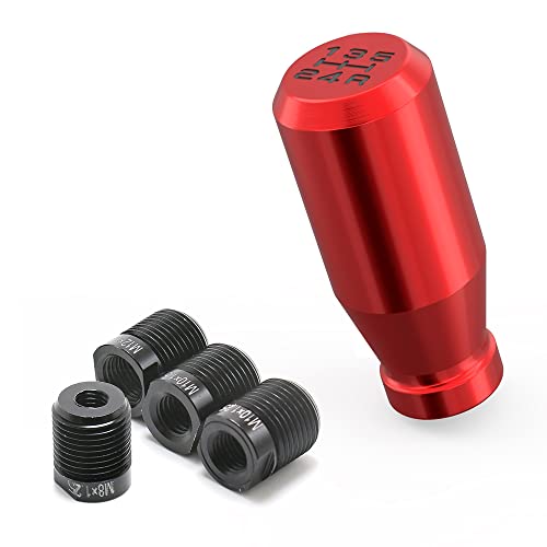 Red 5 Speed Weighted Manual Automatic Gear Shifter Shift Knobs Lever with 4 Metal Adapters Fit Compatible with Manual Cars Most Automatic Cars - color: AAW-R-04-02