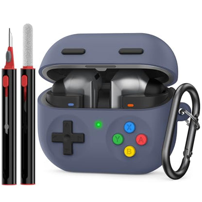 Delidigi Retro Gaming Case Compatible with Samsung Galaxy Buds 3 FE (2025)/Pro and Galaxy Buds 3（2024,Silicone Game Console Style Earbuds Case Accessories with Carabiner and Cleaning Kit - color: Midnight Blue, size: Galaxy Buds3 FE (2025)/Buds3/Buds3 Pro