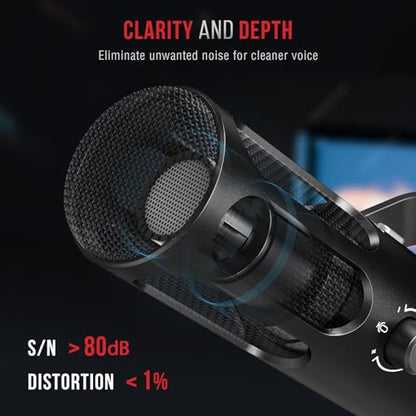FIFINE XLR/USB Podcast Dynamic Microphone for Streaming, Studio XLR Microphone, PC Streamer Mic All Metal with Mute Button, Headphone Jack, for Vocal Voice Over Music Recording-AmpliTank Tank3