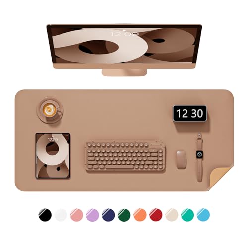 Desk Pad, 30" x 14" PU Leather Non-Slip Desk Mat Large Mouse Pad for Desktop, Waterproof Laptop Computer Writing Mat for Office, Home, Work, Gaming, Champagne Gold - color: Champagne Gold, size: 30" x 14"