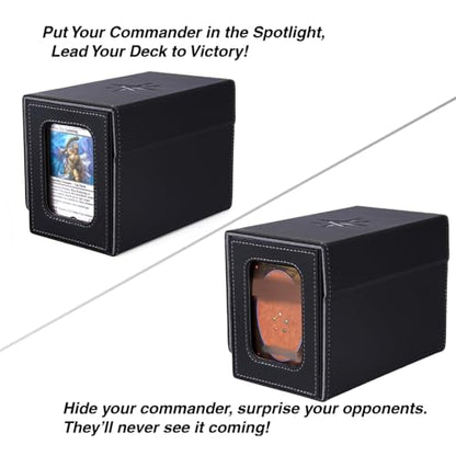 Venssu MTG Deck Box for Commander Display with Dice Tray (Black＆Grey) | Holds 200 Single/160 Double-Sleeved Cards, Fit MTG/PTCG/OPTCG Cards, Strong Magnet, With 2 Dividers & 1 Magnetic Card Holder - color: Black＆Grey