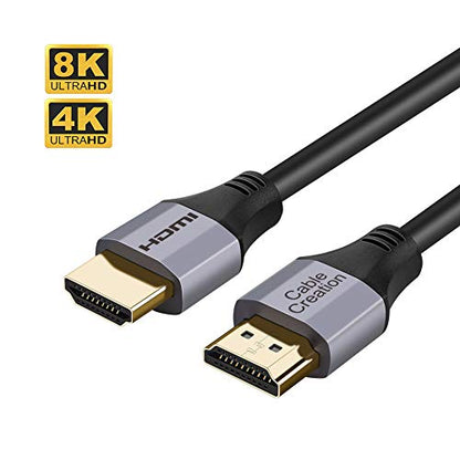 CableCreation 8K HDMI Cable 6.6FT/2m,48Gbps 8K@60 4K@120 144Hz HDMI to HDMI | Fast Speed 3D eARC HDR10 HDCP 2.2 2.3 for MacBook Pro, Roku TV, HDTV, PS5, PS4, Xbox, Blu-ray - color: Grey, size: 6.6Ft