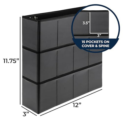 Samsill Trading Card Binder with 20-Pack of 9 Pocket Card Sleeves (Holds 360 Cards), Customizable Cover, 2" D-Ring Binder for Collectors, Top Loading, Card Storage for Football Cards