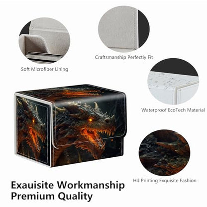 Strong Magnet Card Case Deck Box Mtg Card Box Playing Card Box Magic Deck Box Tcg Up to 200 Cards Creative Pattern Trading Card Storage Box for Collectible Card Games, Fire Dragon Roar - color: Fire Dragon Roar